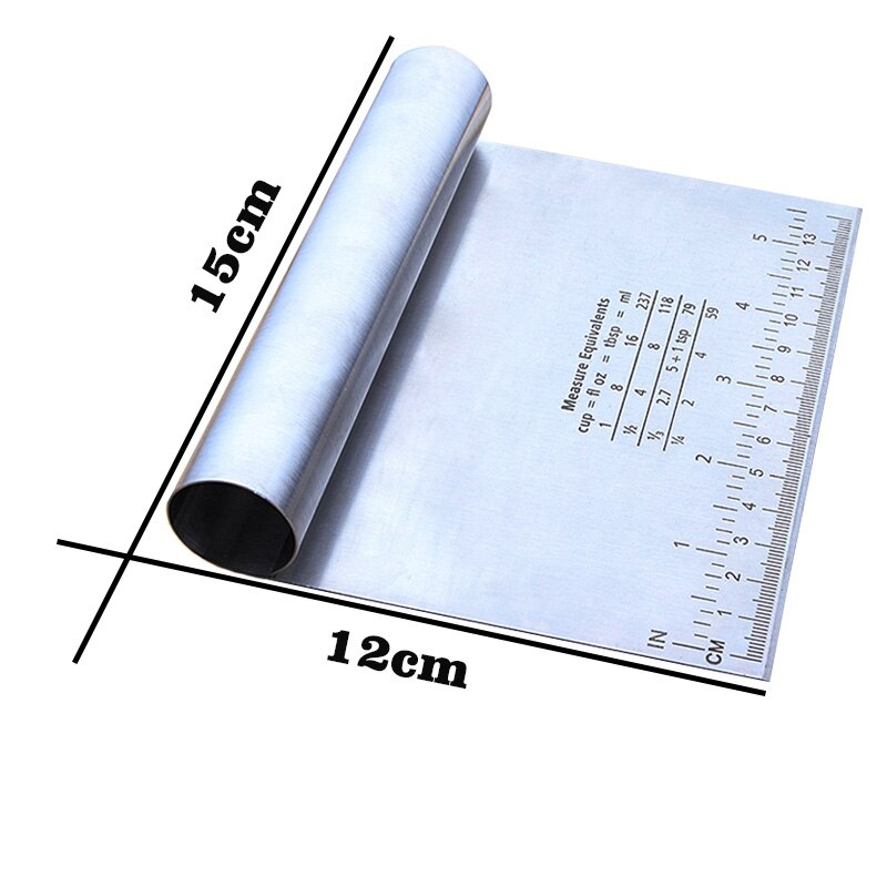Stainless Steel Pastry Cutter with Measuring Guide Pizza Dough Scraper Baking Pastry Spatulas Bread Slicer Kitchen Accessories: Stainless steel