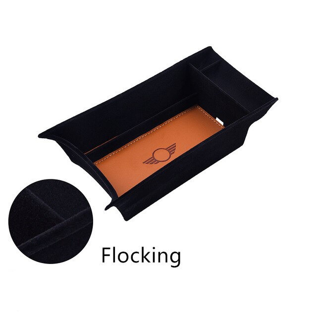 Accessoires de voiture console centrale intérieure accoudoir boîte article rangement pour MINI ONE Cooper S JCW F60 Countryman rangement: Flocking-Brown