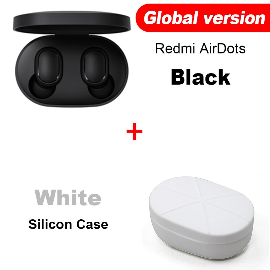 Original Xiaomi Redmi Airdots Xiaomi TWS Wireless Earphone Handsfree Voice Control Bluetooth 5.0 Noise Reduction Tap Control: Global N White Case