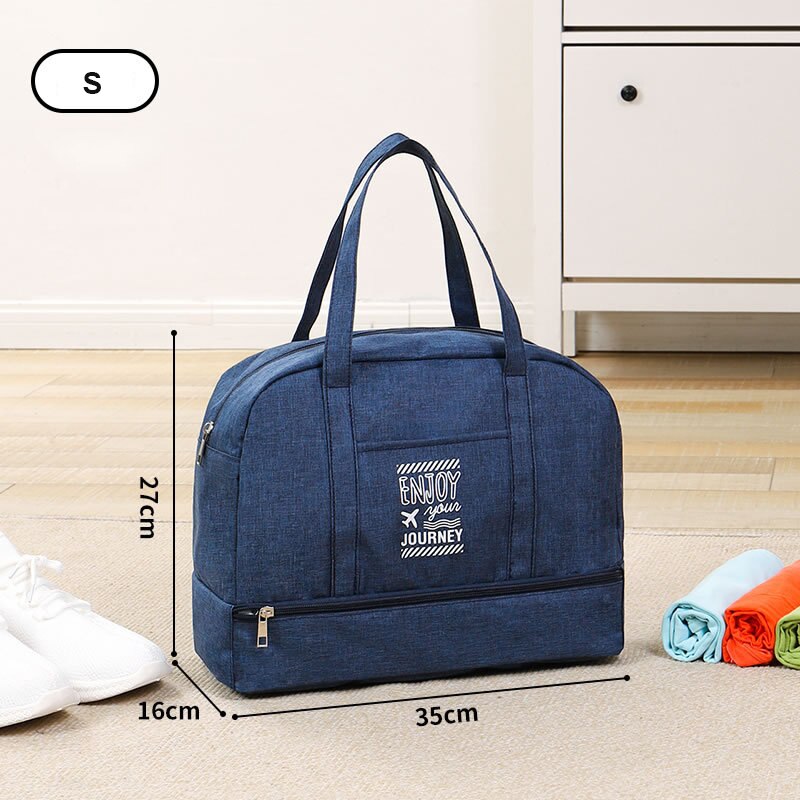 Waterproof Travel Duffle Bags Men Weekend Handbag Large Capacity Clothes Socks Shorts Tote Organizer Suitcase Luggage Accessorie: A Dark Blue S