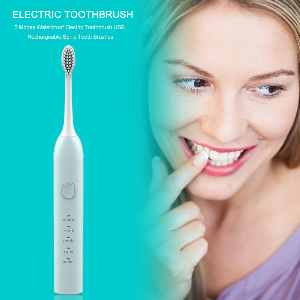 5 Modes Waterproof Electric Toothbrush USB Rechargeable Sonic Tooth Brushes Intelligent Waterproof Automatic Tooth Cleaning