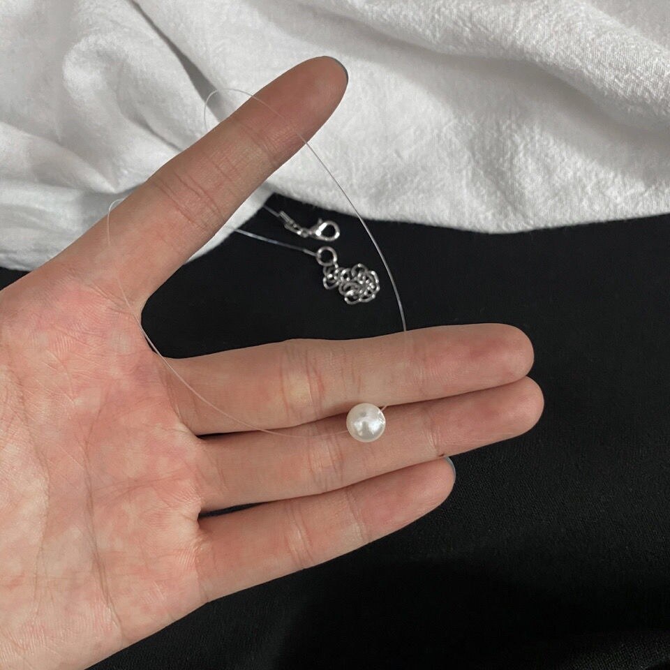 Coreano Invisível Transparente Linha De Pesca Chic 8 milímetros imitação de Pérolas Gargantilhas Colares Meninas Festa de Casamento Jóias presente Para As Mulheres