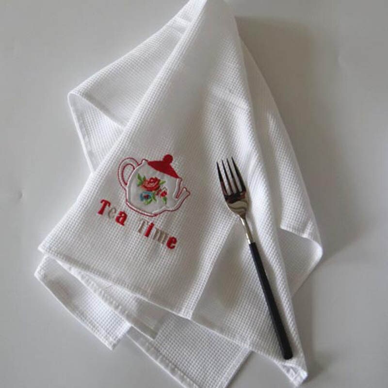 6pcs/lot European White Waffle Lattice Cloth Home Party Kitchen Dishes Table Napkins Decorative Handkerchief Tea Towels 50x70cm