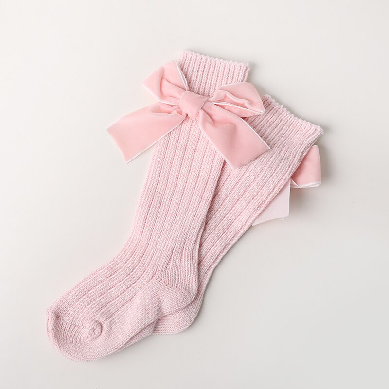 Focusnorm Baby Meisjes Jongens Gebreide Warme Kniekousen Strik Anti-Slip Mid Lange Sokken Knie Hoge Buis Zacht katoen Lange Sokken: Roze / L for 4 to 7Years