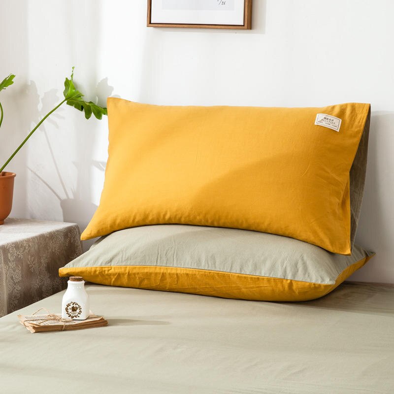1PC 100% coton jaune taie d'oreiller couverture 48cm * 74cm taie d'oreiller décoratif literie chambre à coucher usage domestique différentes couleurs des deux côtés