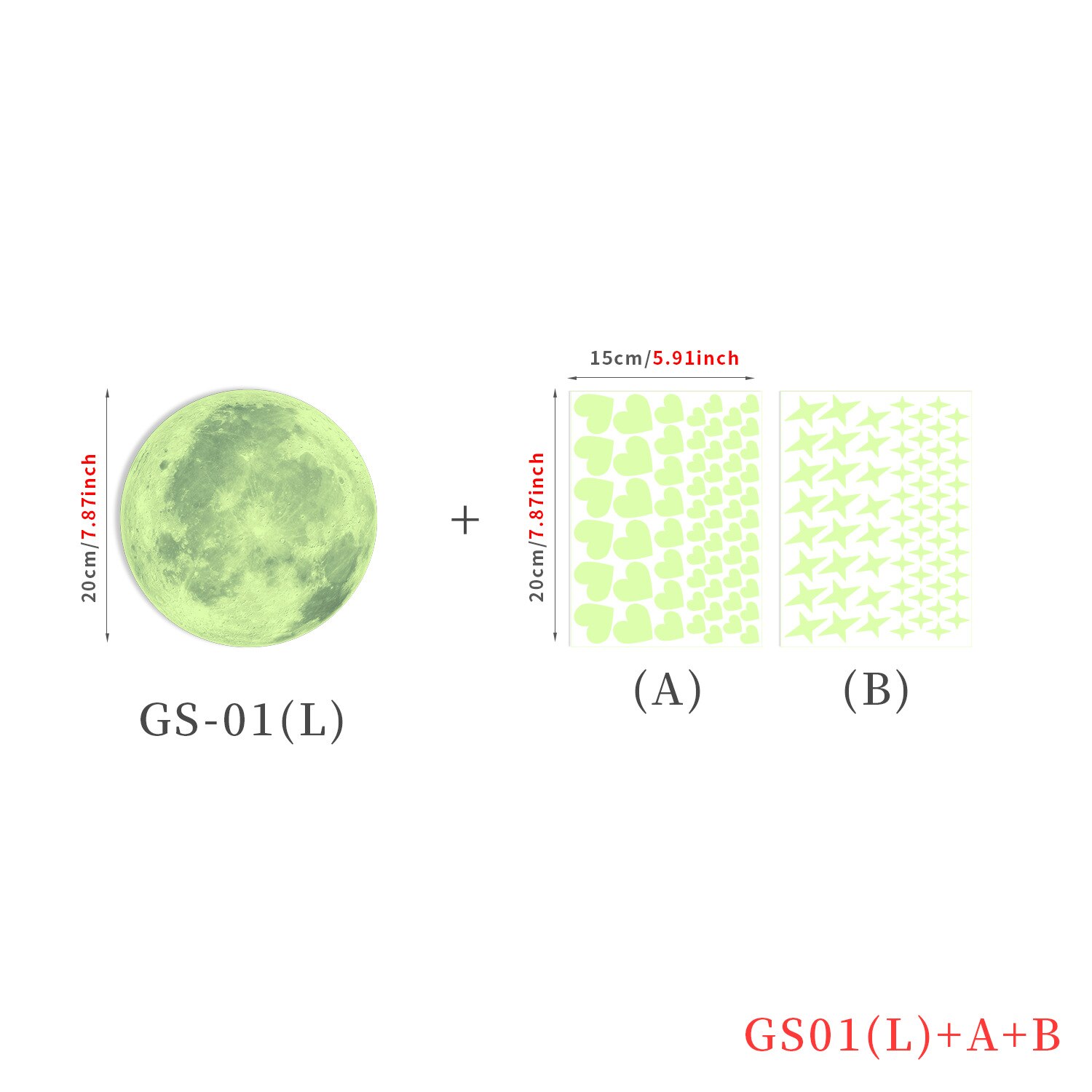 Cartoon Luminous Wall Stickers Home Decor Kawaii Moon Star Animal Wallpaper Kids Room Mural Nursery Poster Bedroom Decoration: Gs-04 set