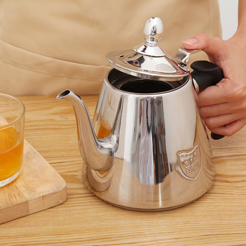1.3L Roestvrij Staal Theepot Koffiepot Waterkoker Met Filter Grote Capaciteit