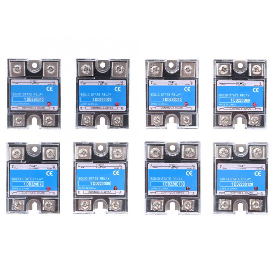 10A/25A/40A/60A/75A/80A/100A/120A Solid State Relais DC-DC SSR input 3-32VDC Belasting 5-220VDC Stuurrelais