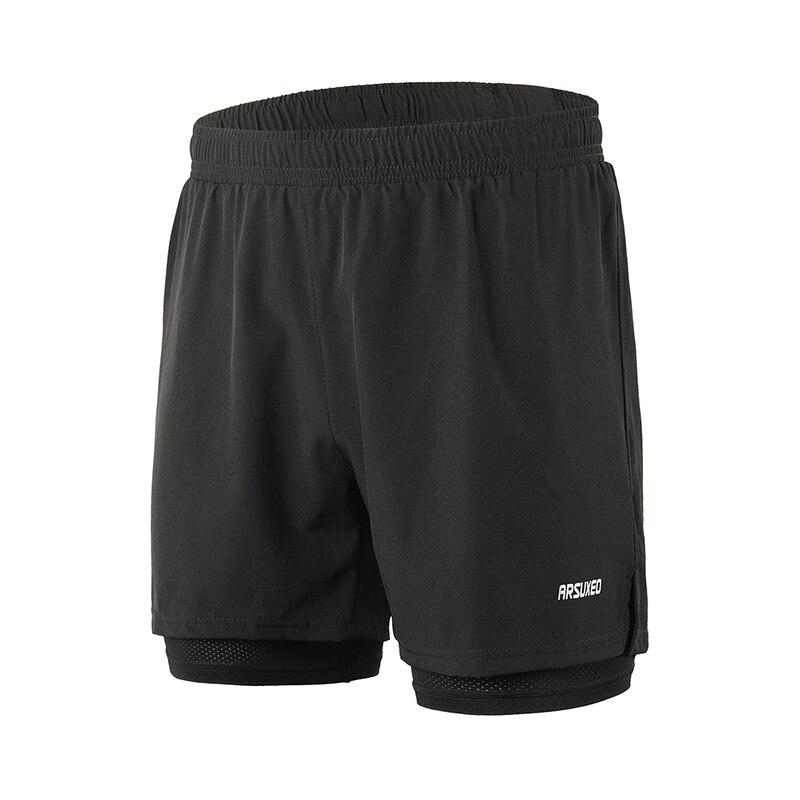 ARSUXEO Herren 2-in-1 Laufshorts - Schnelltrocknend - Trainingsshorts mit Innenhose: schwarz US GrÃÂ¶ÃÂe / XL