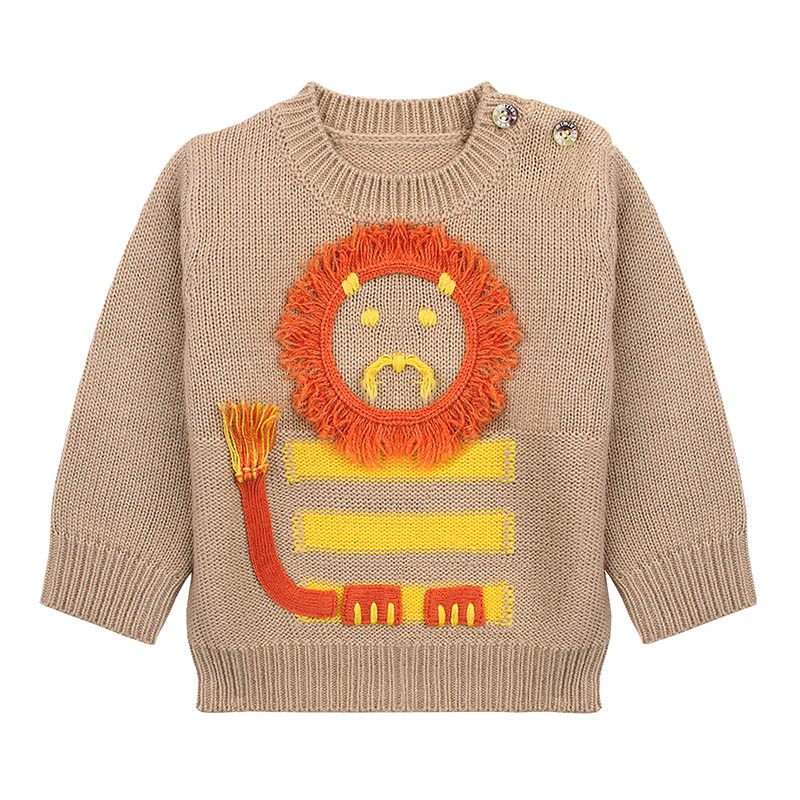 Baby Sweaters Kids Cartoon Knitted Cute Lion Pattern Pullover Boys Girls Clothes Toddler Infant Winter Autumn Clothing CL5164: Brown / 12M