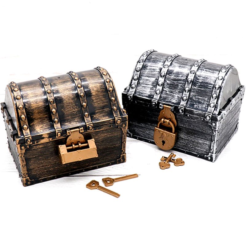 Pirate Treasure Chest Pirate Box With 2 Locks Party Favors Kids Toy Boy