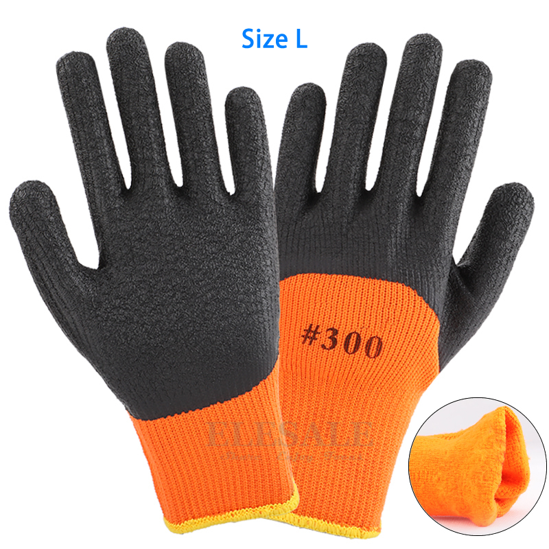 Guantes térmicos de seguridad para el trabajo, impermeables, antideslizantes, de goma de látex, para jardín, protección de manos, invierno, 1 par: YELLOW