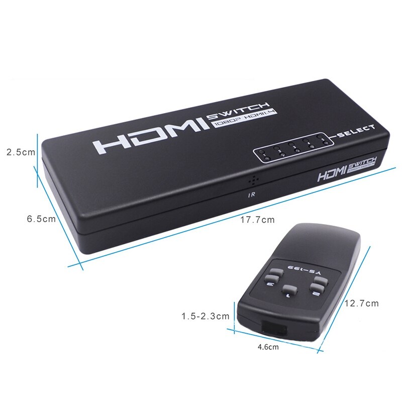 HDMI Switch with Remote Control Converter 5 in 1 Output 5 Cut a Separator V1.4 Converter