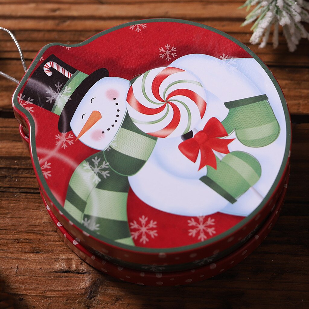 Christmas Tin Box Candy Cookie Storage Box Hanging Tree Xmas Party Decor Accessories Festival Navidad