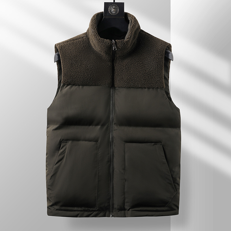 Uomo autunno inverno gilet di cotone senza maniche a doppia faccia caldo soffice piumino di cotone più dimensione cappotto con cerniera verde bianco 4XL 5XL: XXL / Blu