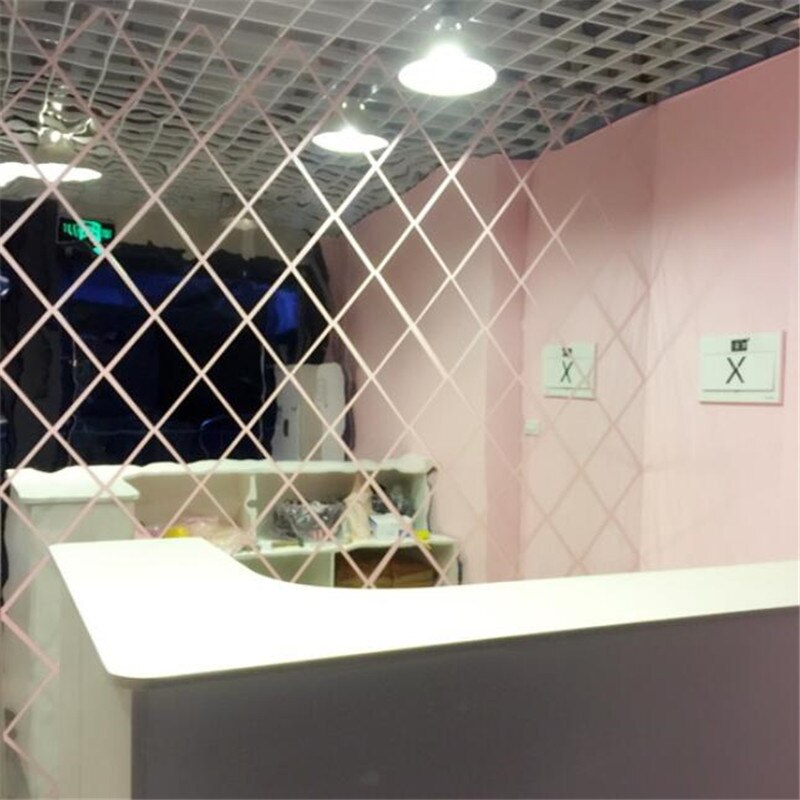Pegatina de pared de espejo con patrón de diamante, decoración para sala de estar DIY, pegatinas de espejo 3D para pared, decoración del hogar, artesanías, accesorios DIY