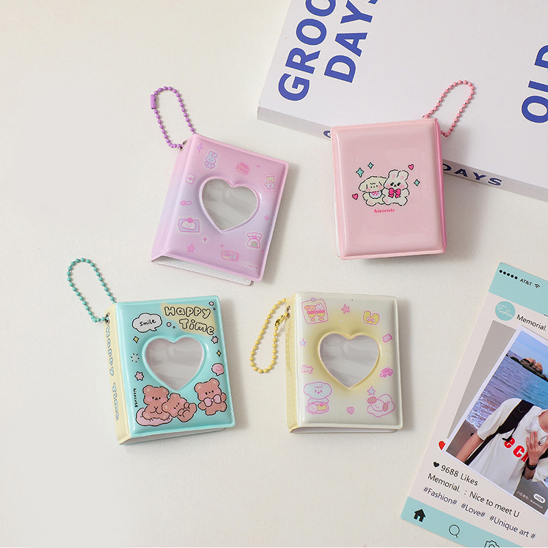 Mini album de dessin animé avec porte-clés, idole, petit porte-cartes, sac à cartes Instax, porte-photo , 2 pouces, 16 poches
