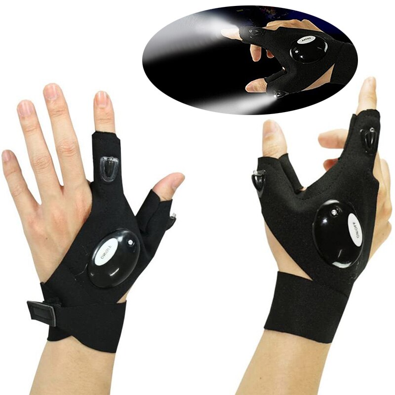 Led Zaklamp Half-Vinger Handschoenen Lichtgevende Multifunctionele Handschoenen Voor Outdoor Sport Camping En Onderhoud Draagbare Zaklamp
