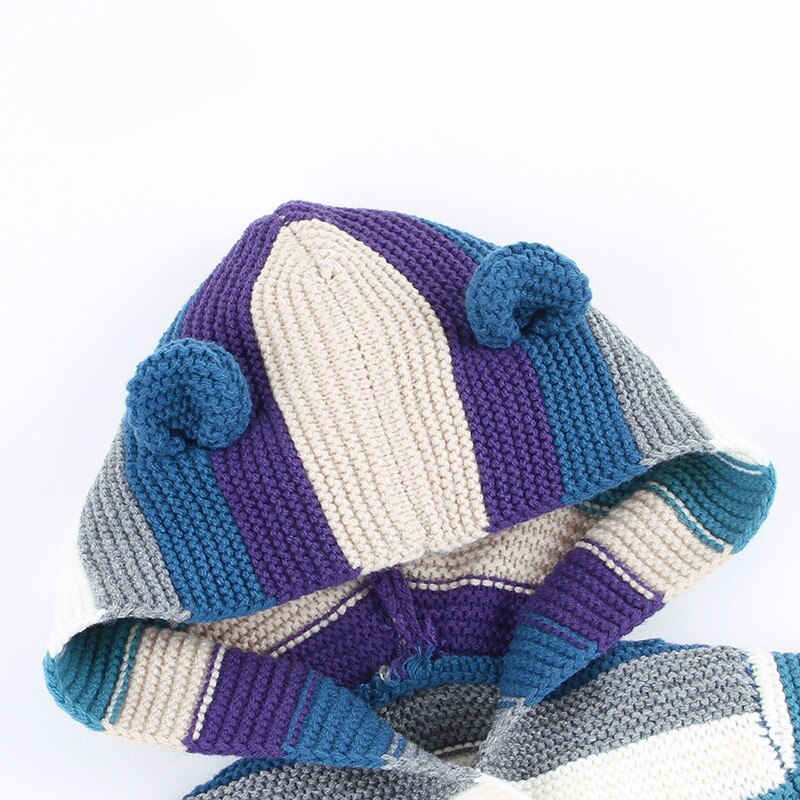 Pull à capuche à rayures colorées pour bébé garçon et fille, 3M-2T, joli Cardigan en tricot, vêtements d'automne et d'hiver