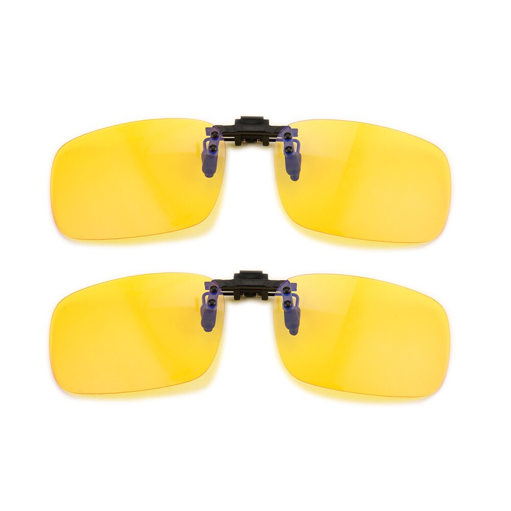 Gudzws Glasses Clips on Anti Blue Light Filter UV Blocking Rectangle Frame Anti Eye Strain From Computer TV Vedio Unisex: 2PCS Yellow