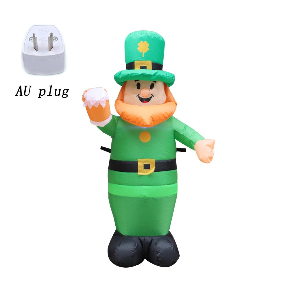 Leprechaun gonfiabile illuminato da 1M con cappello da sciamano irlandese fortunato luci a LED giocattoli da giorno di san patrizio decorazione da giardino all&#39;aperto: AU Plug