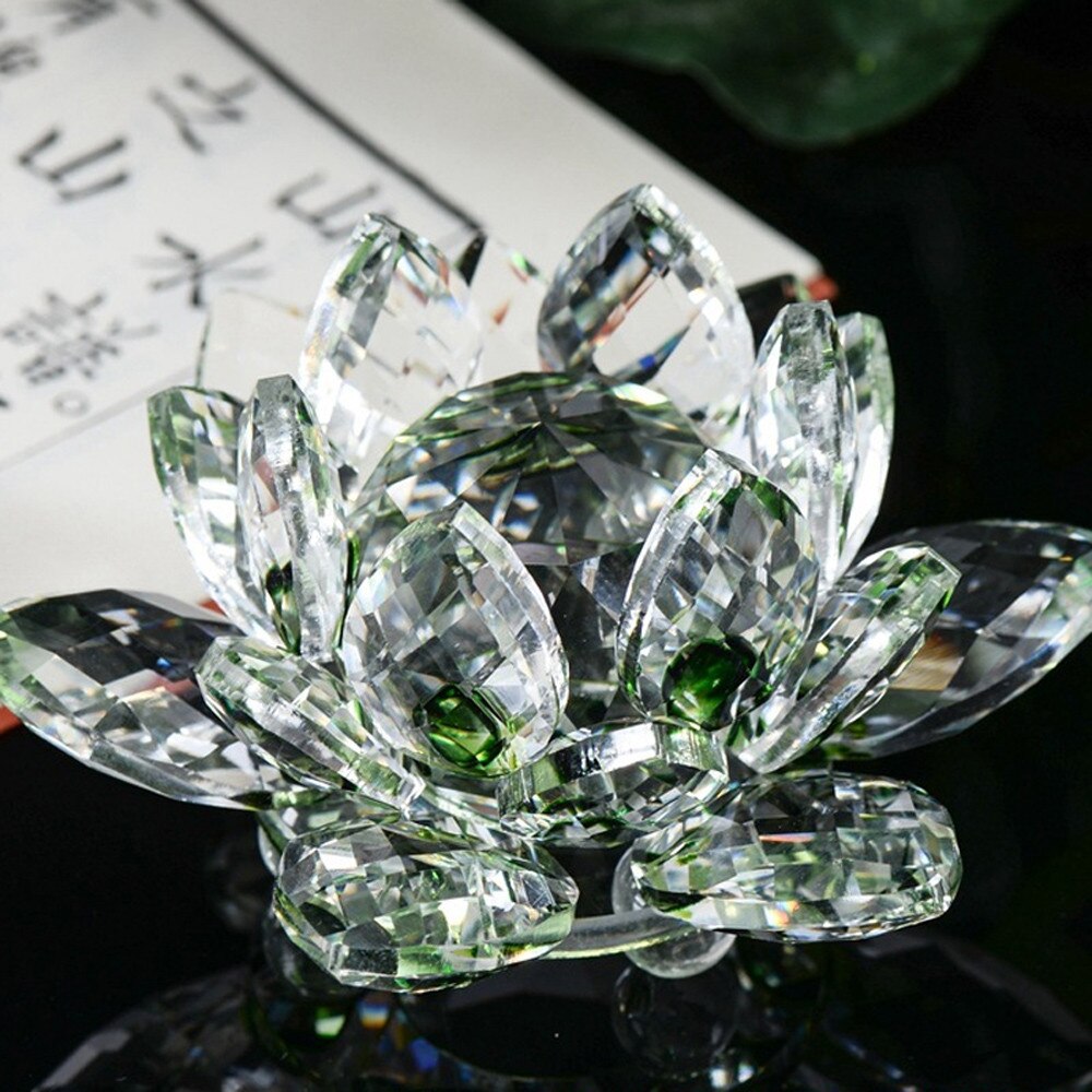 Kristal Lotus Bloem Ambachten Glazen Presse-papier Fengshui Ornamenten Beeldjes Thuis Bruiloft Decor Souvenir # Td: B