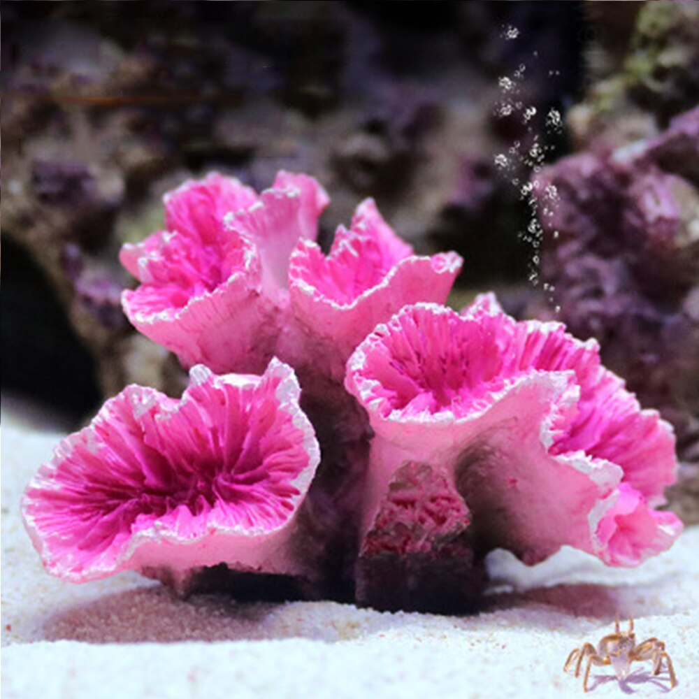 Fargerik harpiks akvarium kunstig korallrev dekorasjon akvarium korall stein landskap ornament akvarium verktøy tilbehør: Rosa