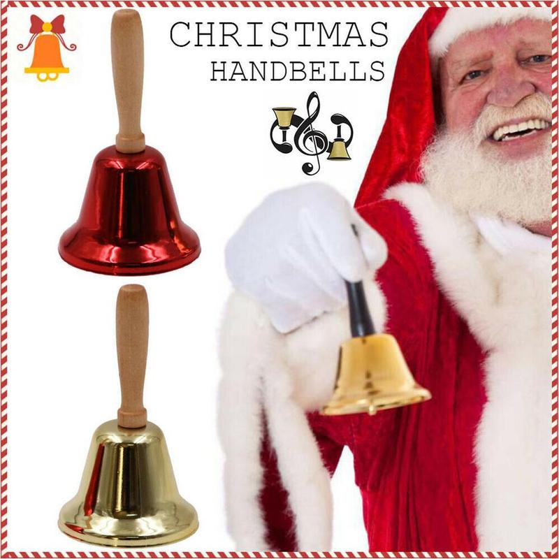Kinderen Bel Metalen Kerst Houten Handvat Rammelaar Kerst Accessoires