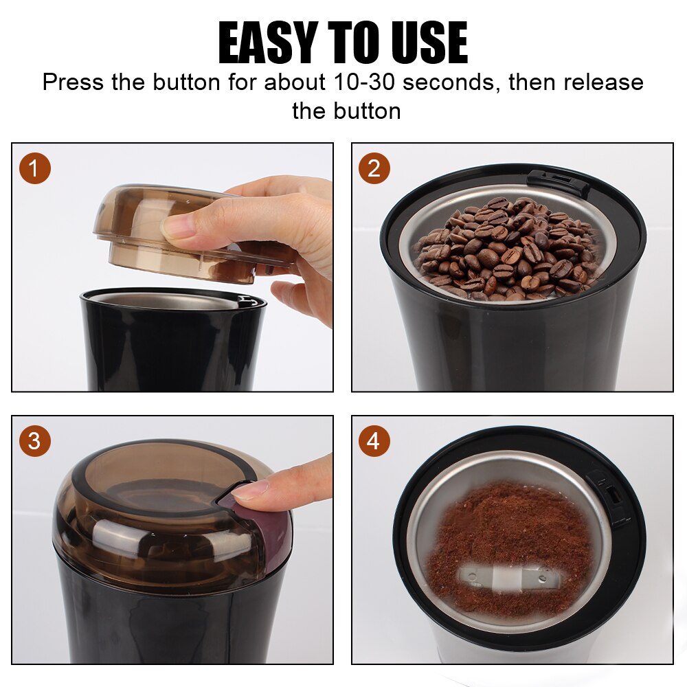 Moulin à café électrique avec lame en acier inoxydable, multi-usage, noix, avoine, épices, Grains de noix, farine, prise ue