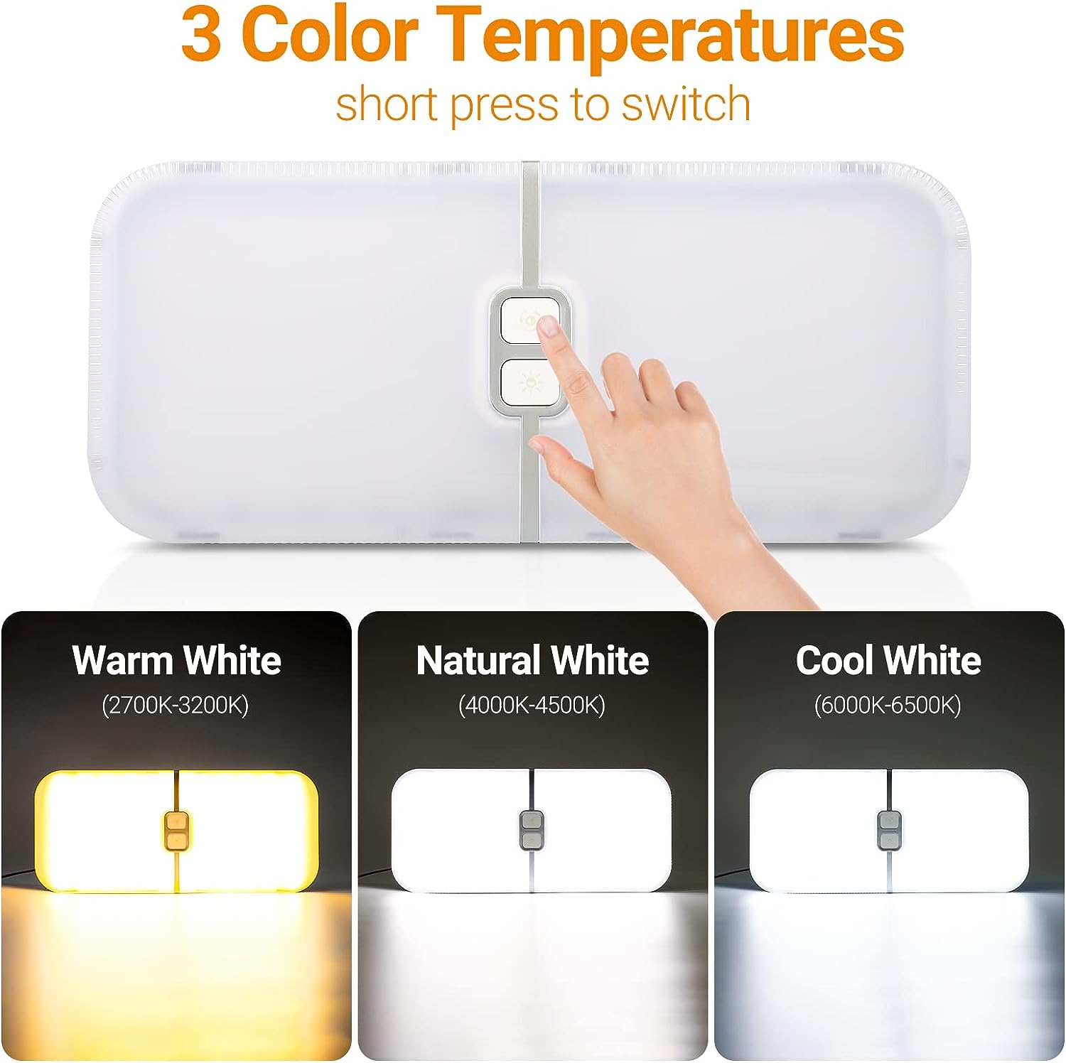 Rv Verlichting Interieur, 3 Kleuren Camper Verlichting, 204 Leds Dimbaar 12V Volt Led Lampen Armatuur, Rv Plafond Dome Licht