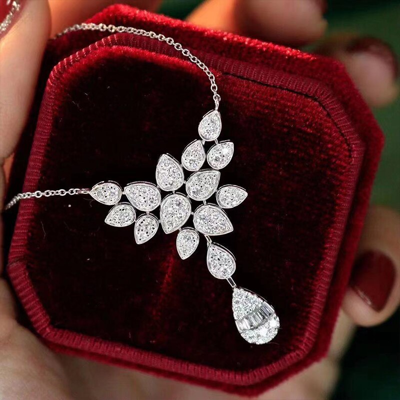 Beste Neueste Schmuck setzt Silber Farbe Hochzeit Wasser Tropfen Jewelrys Ohrringe Anhänger Halsketten Freies: Halskette