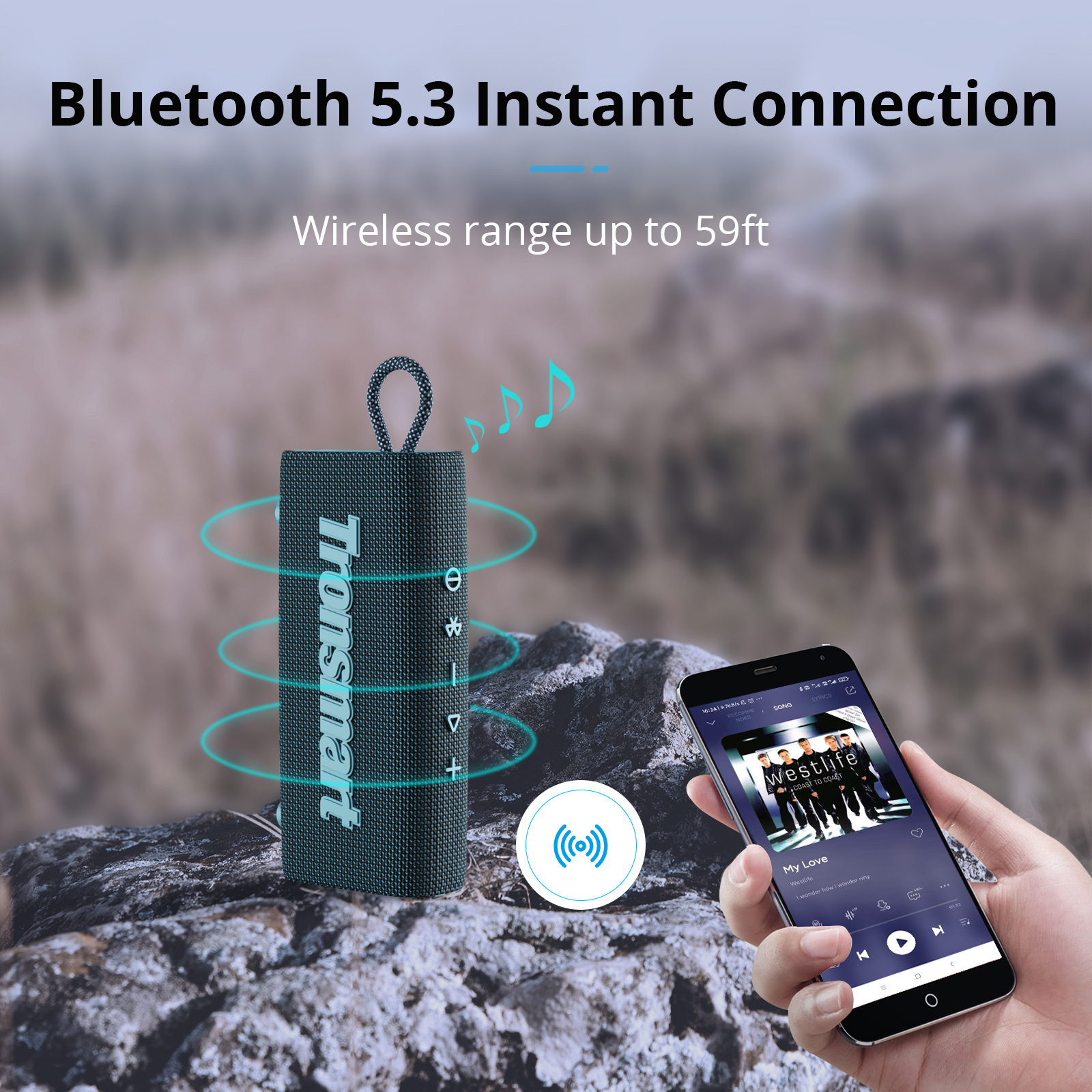 Tronsmart Trip Haut-parleur Bluetooth 5.3 Haut-parleur portable à double pilote avec étanche IPX7, véritable stéréo sans fil pour haut-parleur extérieur