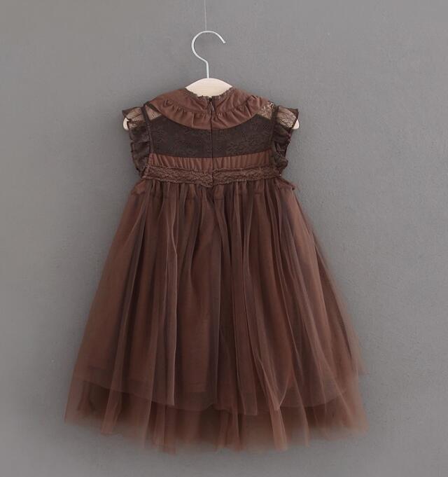 ¡Novedad del ! vestido verde tutú de encaje de verano para niñas, ropa encantadora sin mangas para niños, rojo/Verde/Beige/marrón: Marrón / 2T