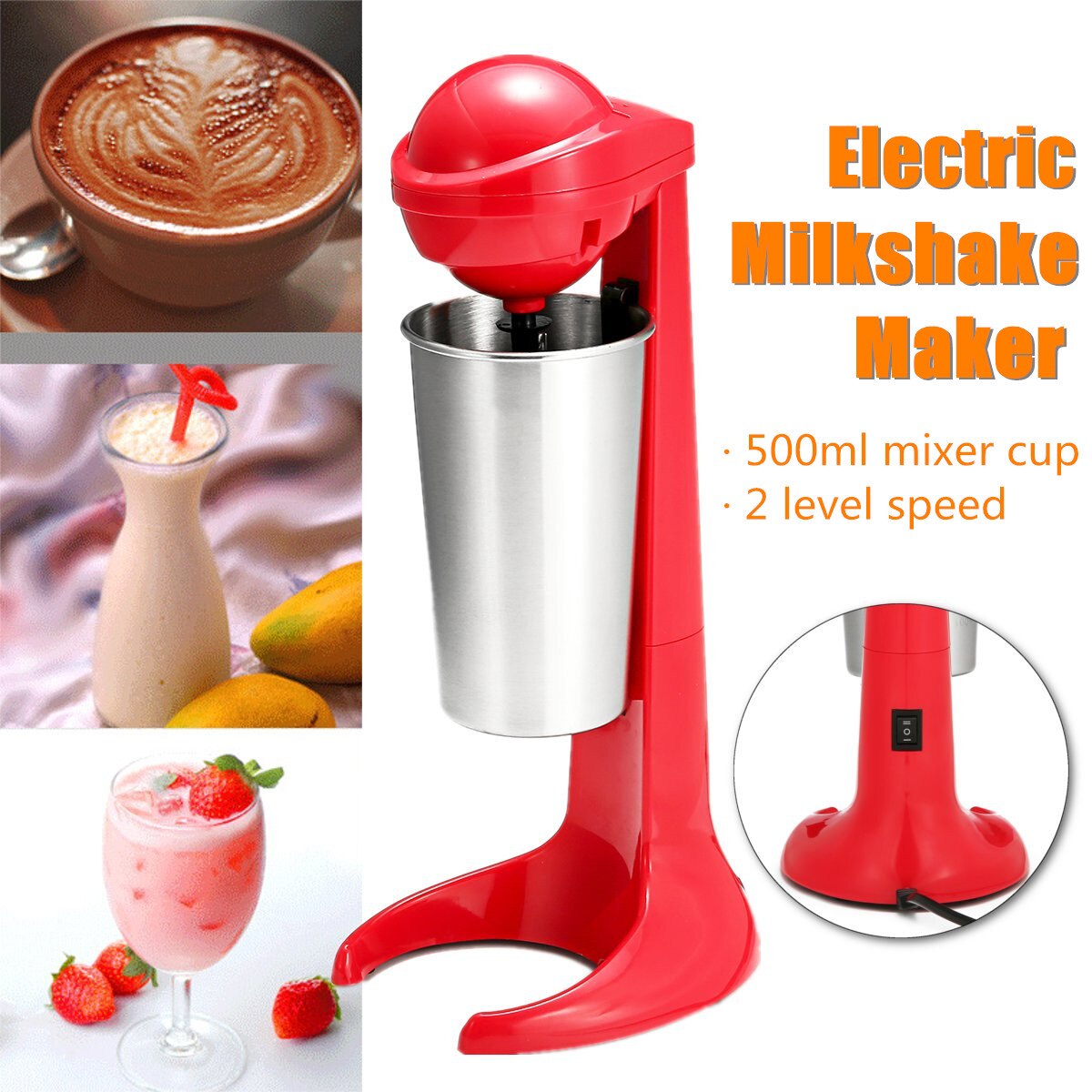 Multifunctional Milk Frother Coffee Mixing Blender Milk Milkshake Maker Smoothies Shakes Ice Cream Cocktail Machine Kitchen Tool
