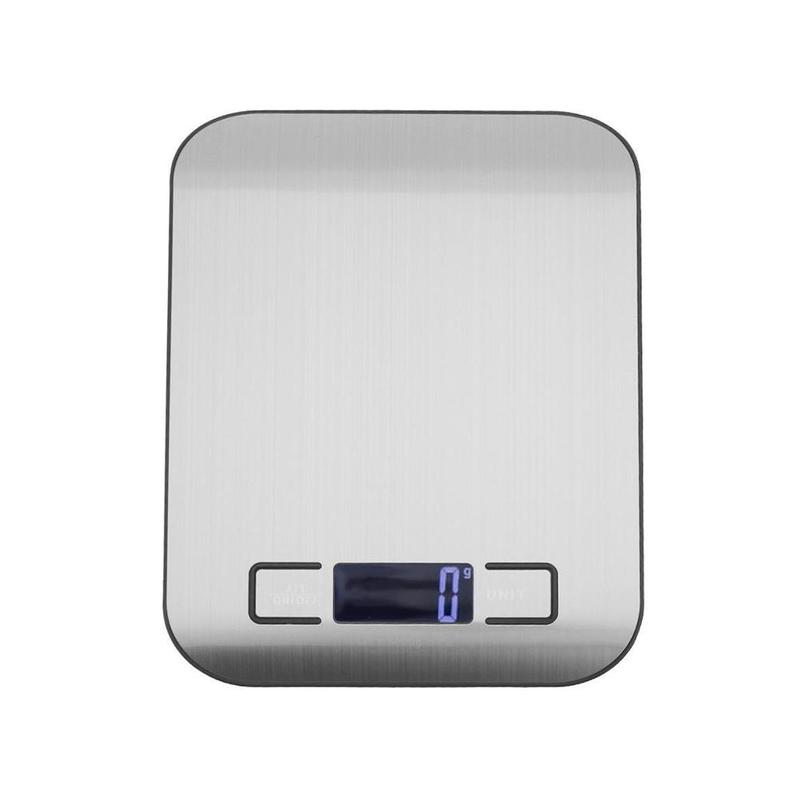 Silver Digital Scales 5kg 1g Weights Scale Stainless Steel Electronic Balance Measure Tools LED Display Kitchen Scale Libra