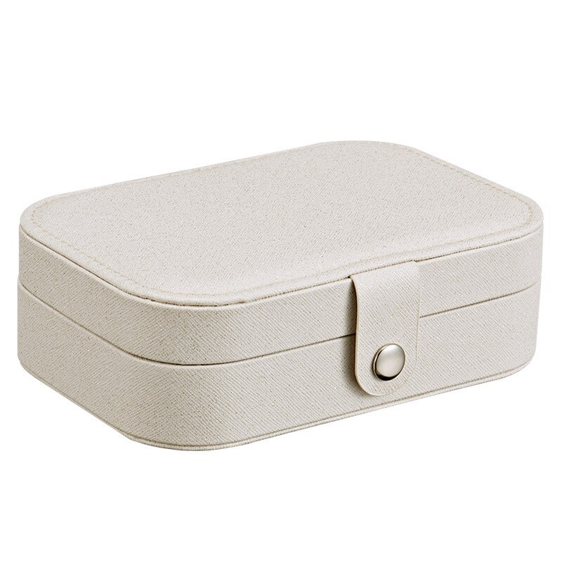 Koreaanse Stijl Verse En Eenvoudige Meisje Oorbellen Plaat Sieraden Doos Portable Lederen Oorbellen Ring Multifunctionele Sieraden Opbergdoos: WHITE