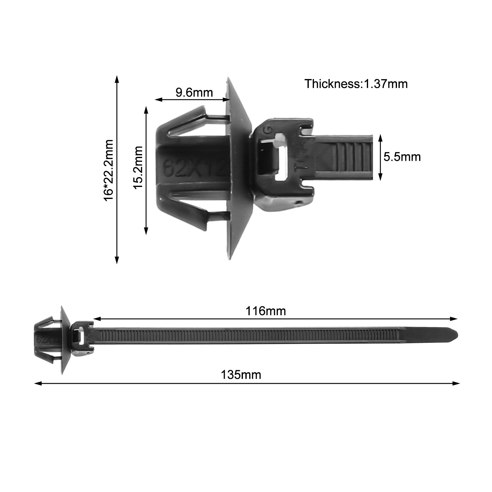 30Pcs Car Fixed Push Mount Wires Tie Cable Fastening Bundled Wire Band Cable Wire Tie Wrap Zip Ties Self Locking Nylon Cable Tie: 5.5x135mm