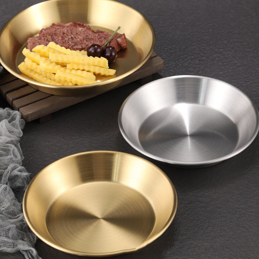 Stainless Steel Plate Multi-function Food Plate Portable Steak Plate Barbecue Supply