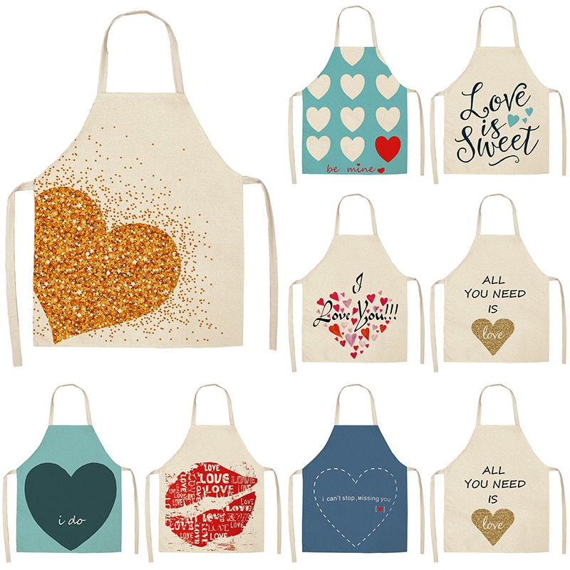 1Stck verrotten Lippen knapp Küche Schürzen Für Frauen Baumwolle Leinen Lätzchen Haushalt Reinigung Schürze Hause Kochen Schürze 53*65cm WQL0114