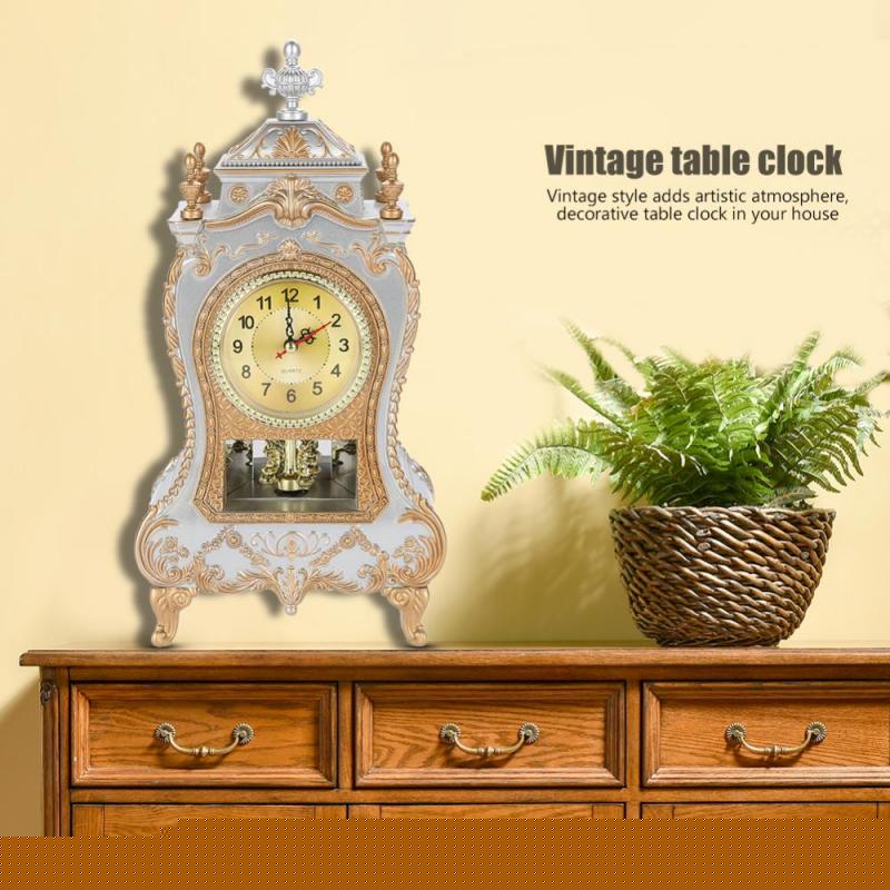 Vintage Desk Alarm Clocks Classical Royalty Living Room TV Cabinet Desk Imperial Furnishing Sit Pendulum Retro Clock