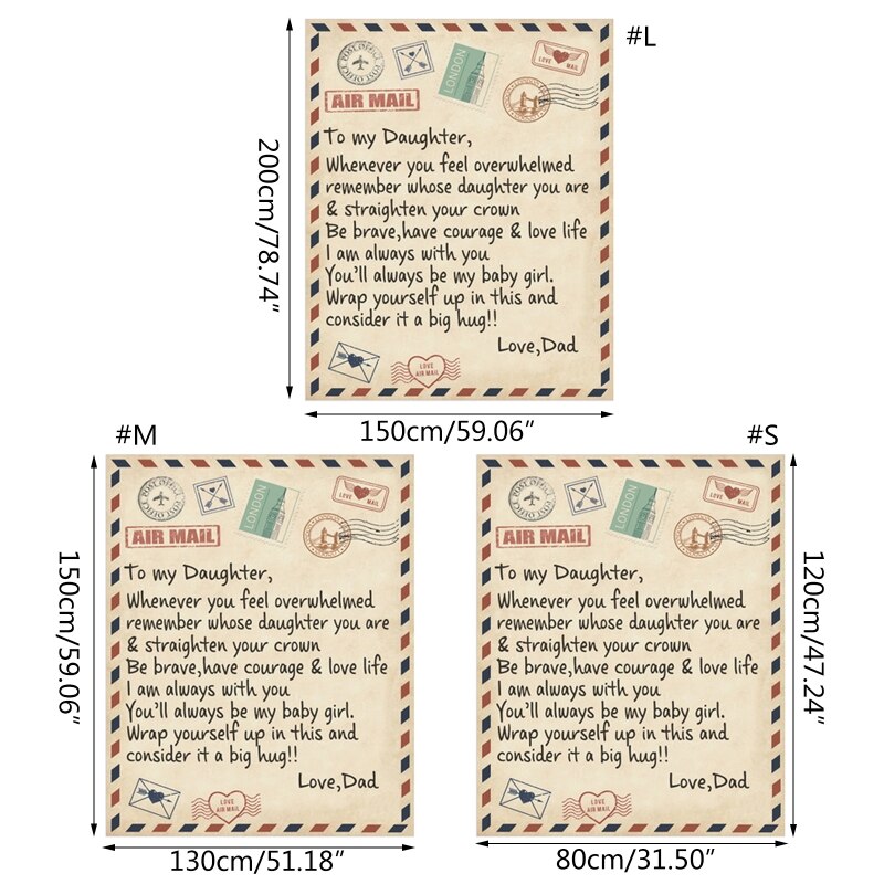 Fleece Deken Om Mijn Dochter Zoon Vrouw Brief Gedrukt Quilts Luchtpost Dekens Positieve Moedigen En Liefde