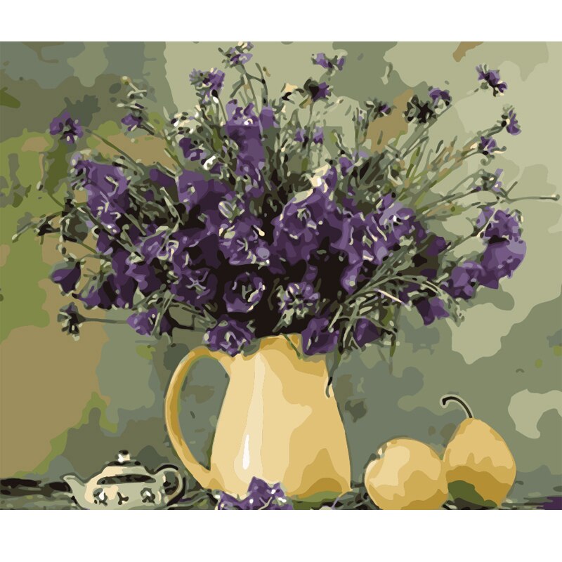 No Frame DIY Painting By Numbers Flower Tulip And Quiet Oil Painting Abstract Canvas Drawing Wall Decor HandPainted Kits: 2029