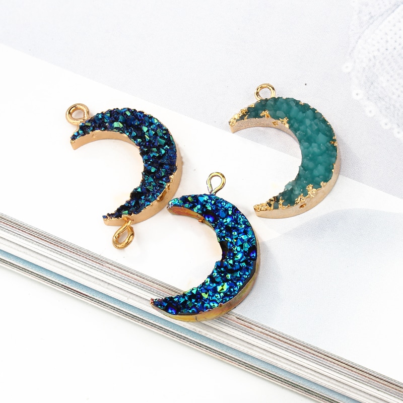 2 stks Trendy Moon Hars Hanger Charms Armband Bevindingen Vrouwen DIY Earring Dangler Armband Opknoping Accessoire F238