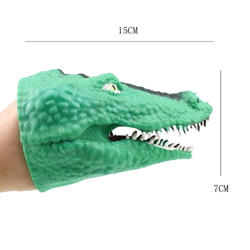 Green Soft Vinyl TPR Crocodile Hand Puppet Animal Head Hand Puppets Kids Toys Figure Vividly Kids Toy