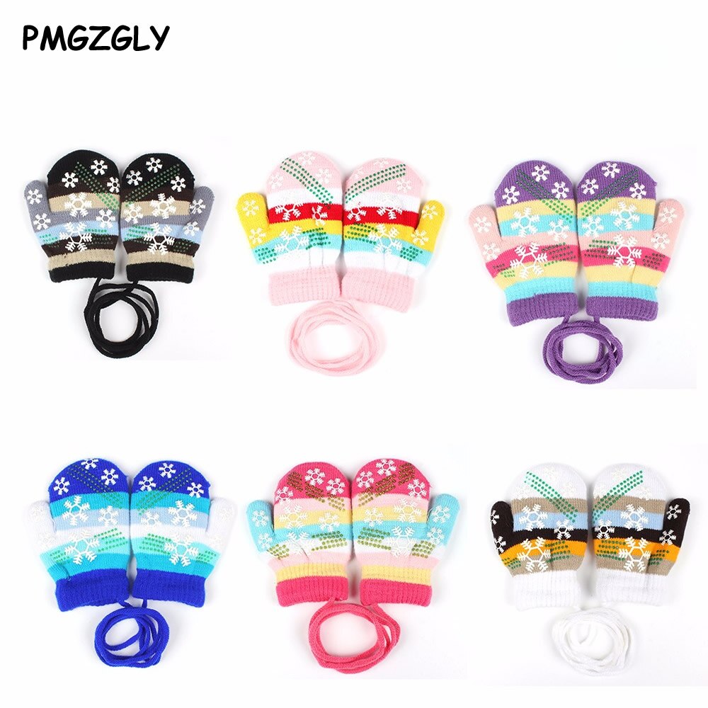 Kinderen Handschoenen Herfst Winter Kinderen Warme Handschoenen Jongens Meisjes Zachte Wanten Snowflake Streep Producten Baby Accessoires Handschoenen