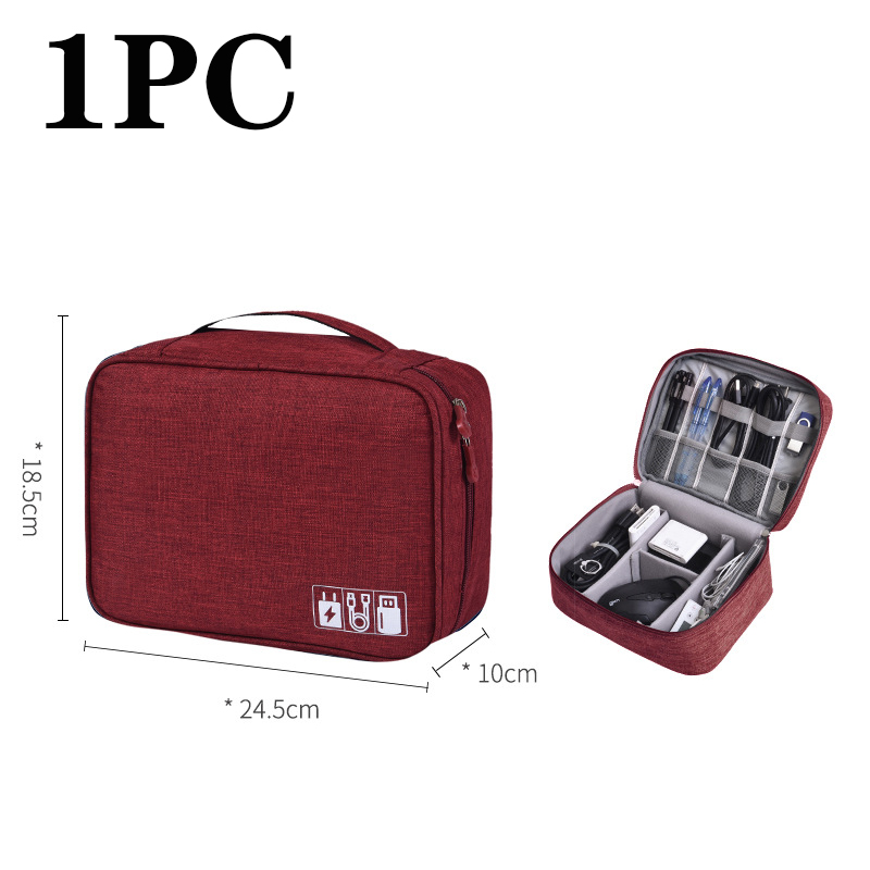 USB Charger Storage Bag Cable Organizer Cable Storage Bag With Handle Waterproof Data Line Travel Portable Electronic Organizer: Brown