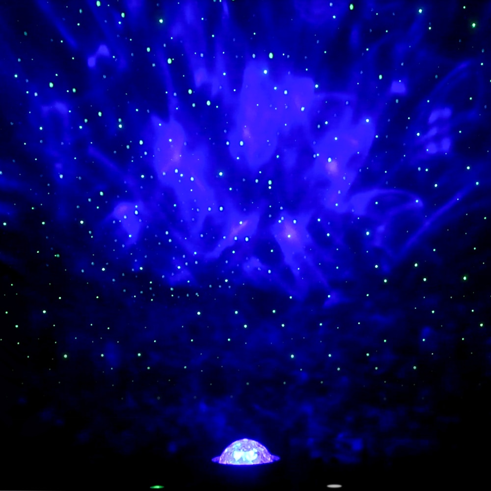 Colorful LED Stary Sky Projector Music Bluetooth Player Star Rotating Cloud Night Light Kids Christmas Bedroom Lamp