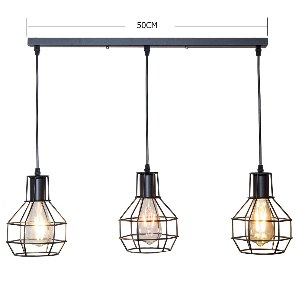 7 type moderne sorte bur pendel jern minimalistisk retro nordisk loft pyramide lampe metal hængende lampe  e27 indendørs: 8017