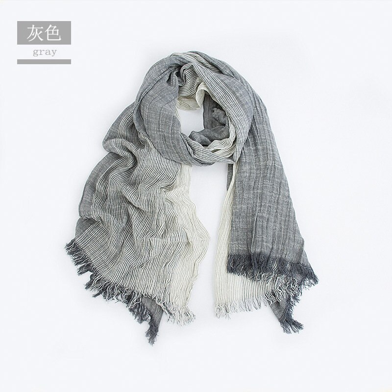 Unisex Men Women Ombre Shawl Spring Summer Cotton Blend Gradient Scarves Hijab Casual Male Scarves Crinkle Global Scarf YG367: YG36711