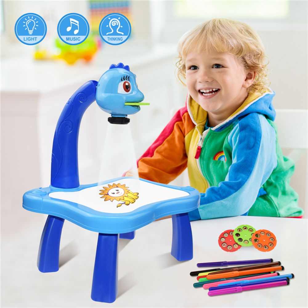 Kids Projector Drawing Table Painting Board Desk Multifunctional Writing Arts Crafts Educational Projection Machine Drawing Toy